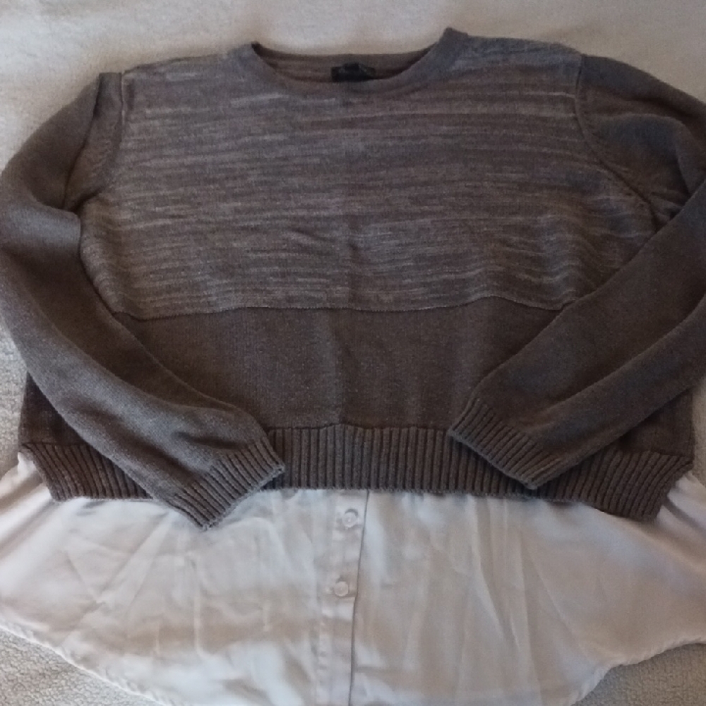 The Limited Brown and White Layered Sweater